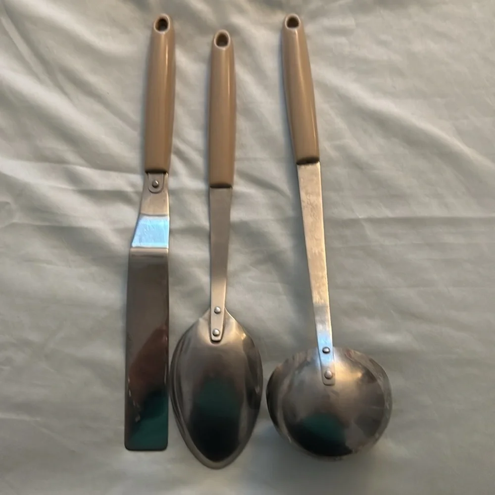 Vintage Utensil Set with Wheat Design - Stainless Spoon,Ladle,Spreader